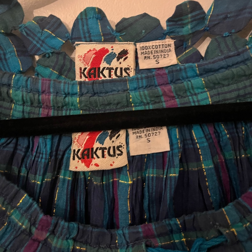 Kaktus  Teal and Navy Plaid Cardigan and Skirt